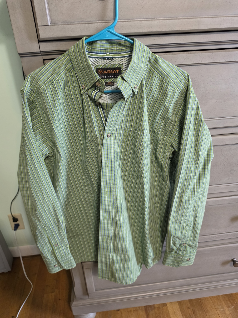 Ariat Men's Light Green Plaid Button-Down Shirt